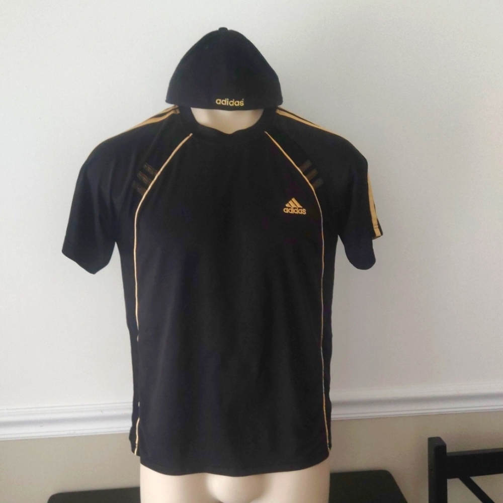 Adidas Black& Gold Hat/Shirt Set